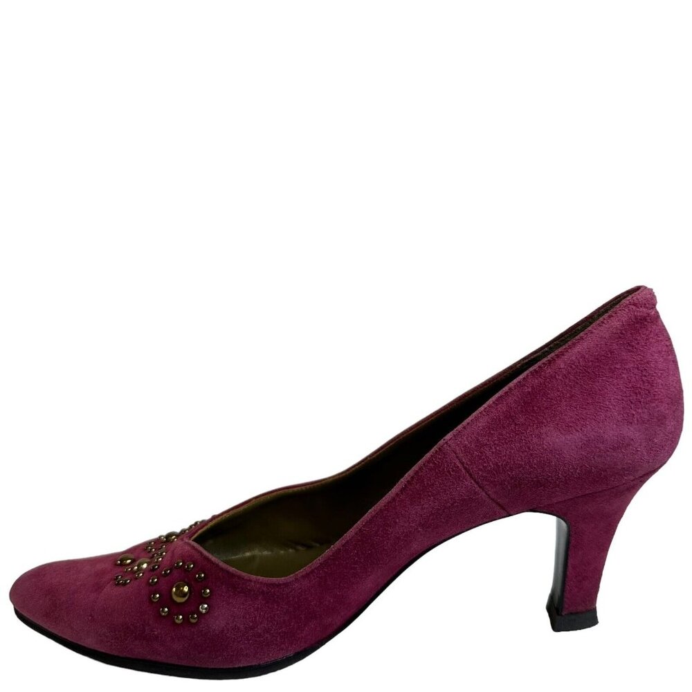 Vintage Saint Laurent YSL Pump Shoes Purple Sz US 6 EU 36 Stud Details Point Toe - Picture 3 of 16